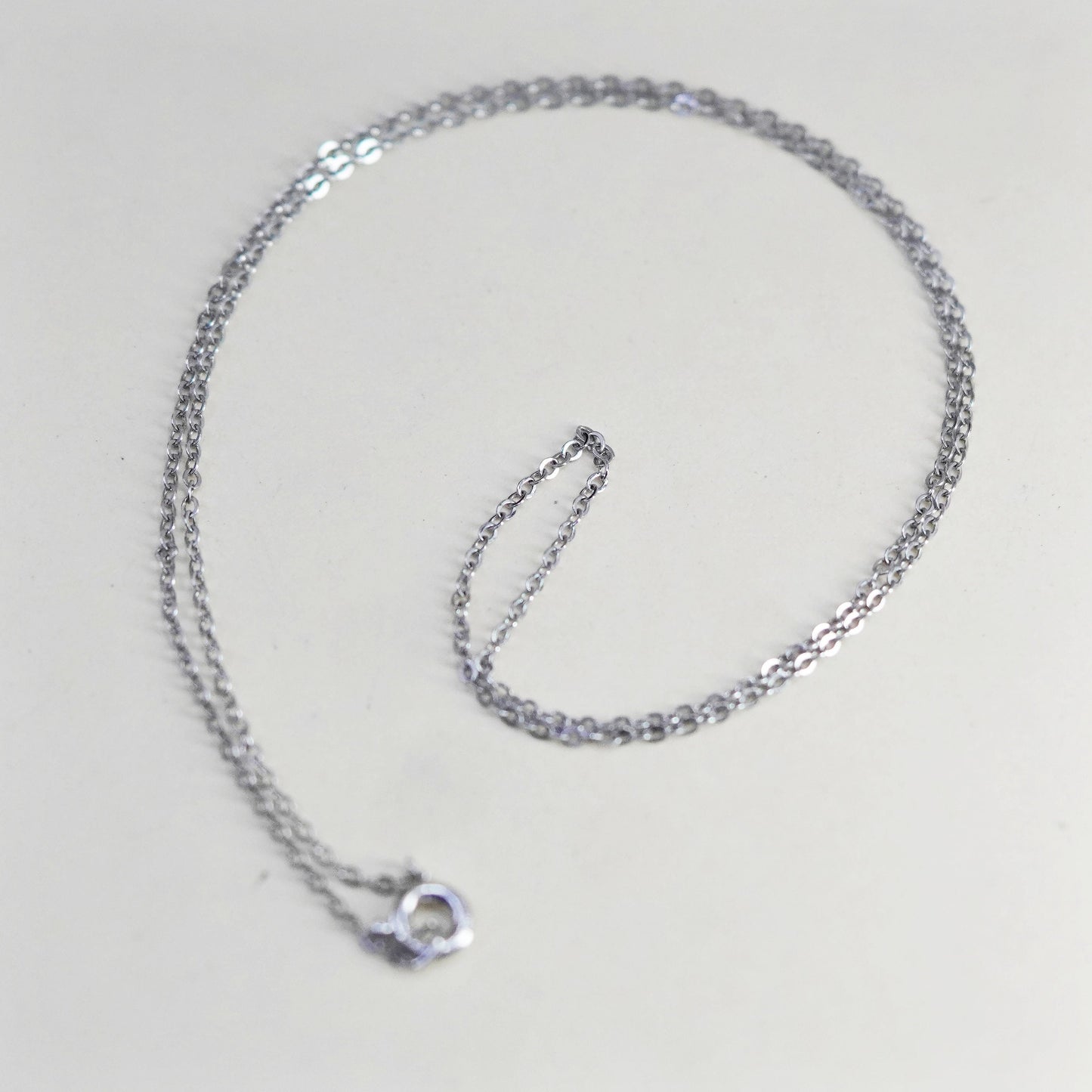 16” 1mm, Vintage Italian sterling 925 silver flatten circle chain, necklace