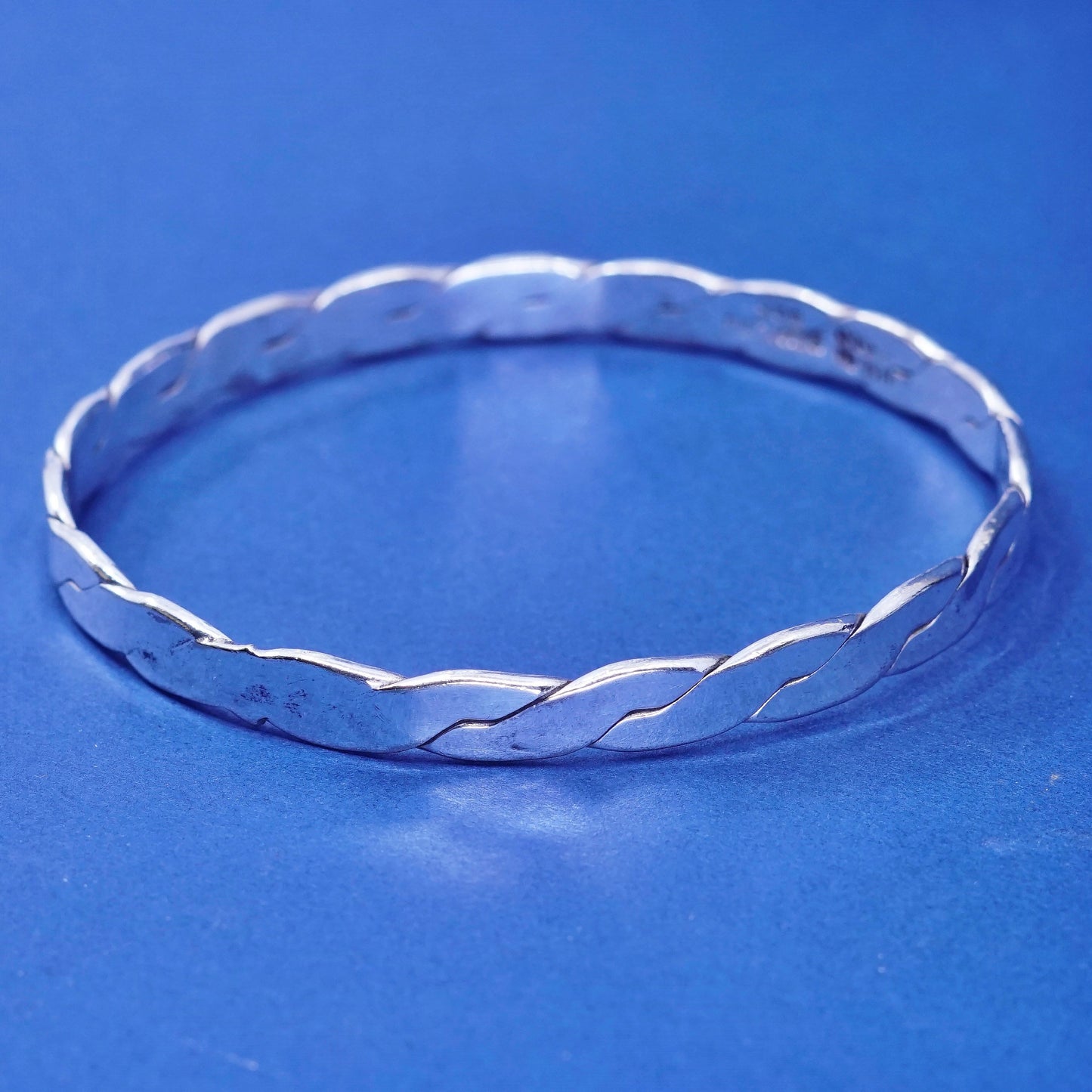 8.25”, Taxco mexico sterling silver handmade bracelet, 925 twisted cable bangle