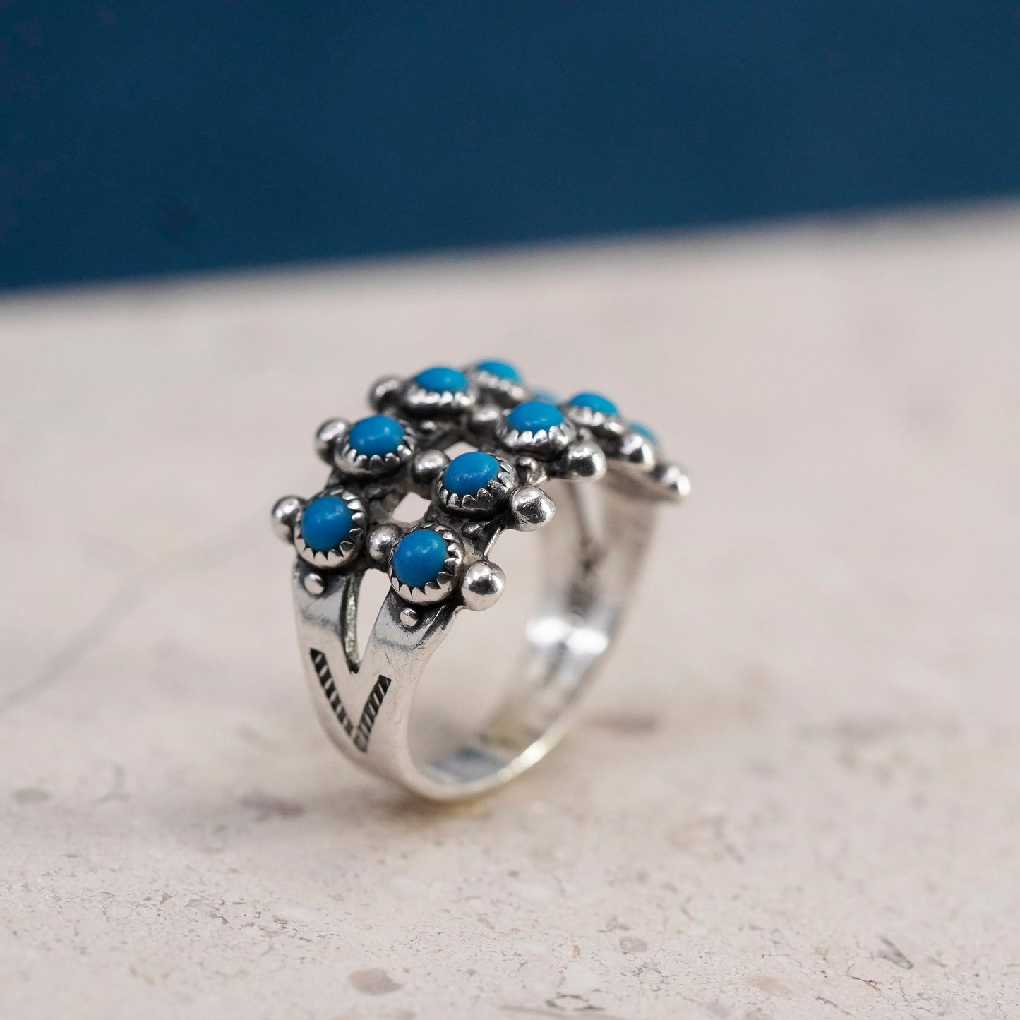 Size 7, bell trading post Sterling 925 silver turquoise ring, Native American,