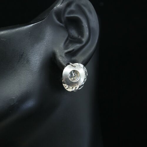 VINTAGE Taxco Sterling Silver .925 CLIP ON EARRINGS, hammered disk circle