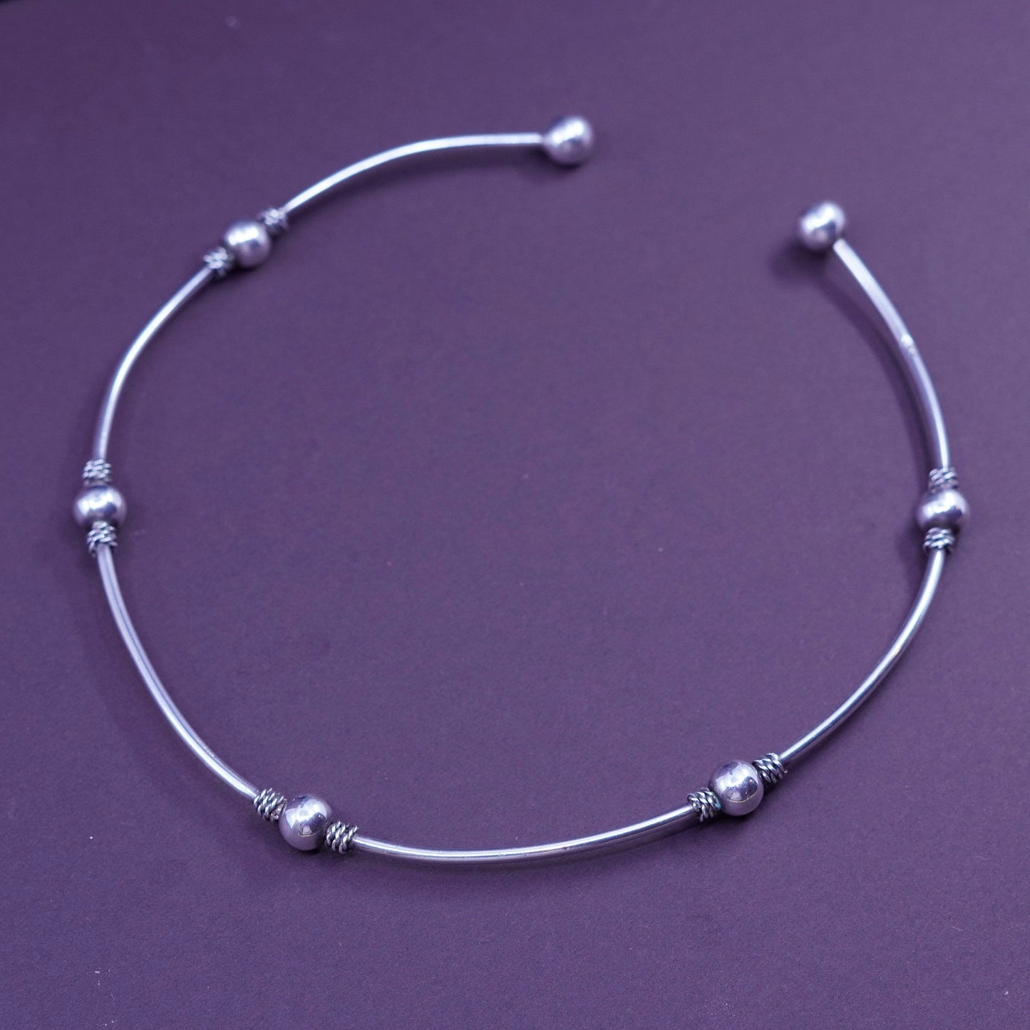 16”, Vintage sterling silver choker collar necklace, 925 Mexico necklace