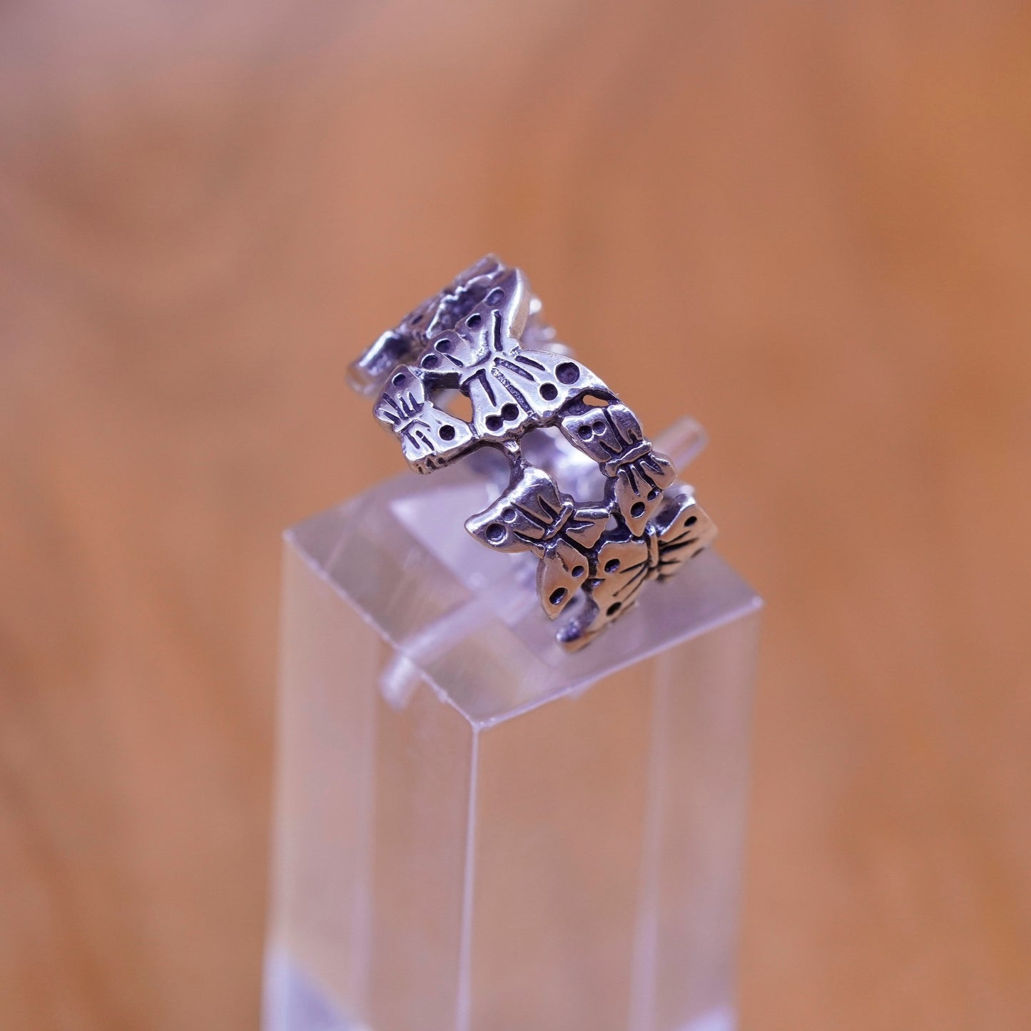Size 5, Vintage Sterling silver handmade ring, 925 butterfly band