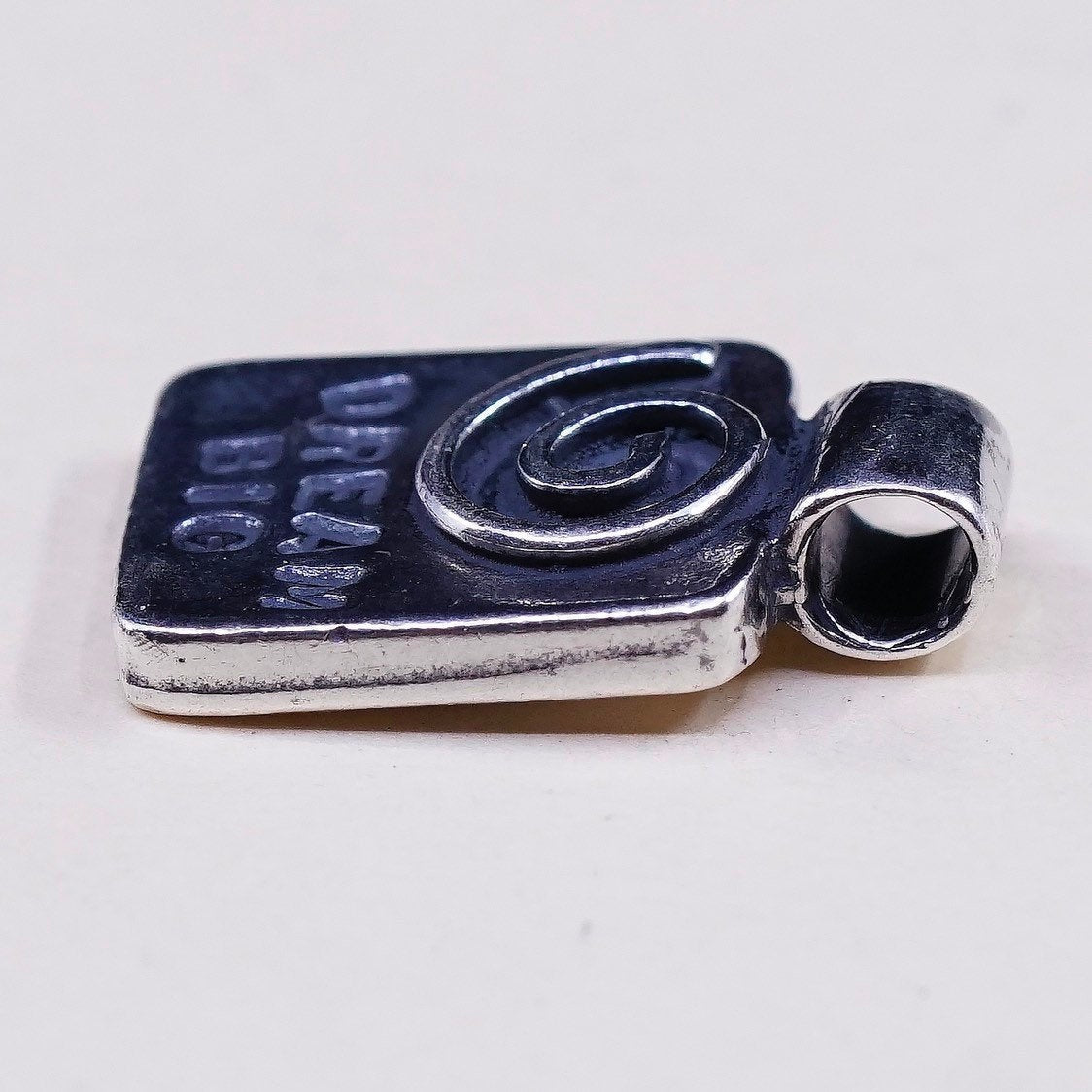 vtg Amy peter studio Sterling silver quote pendant 925 swirl tag w/ "dream big