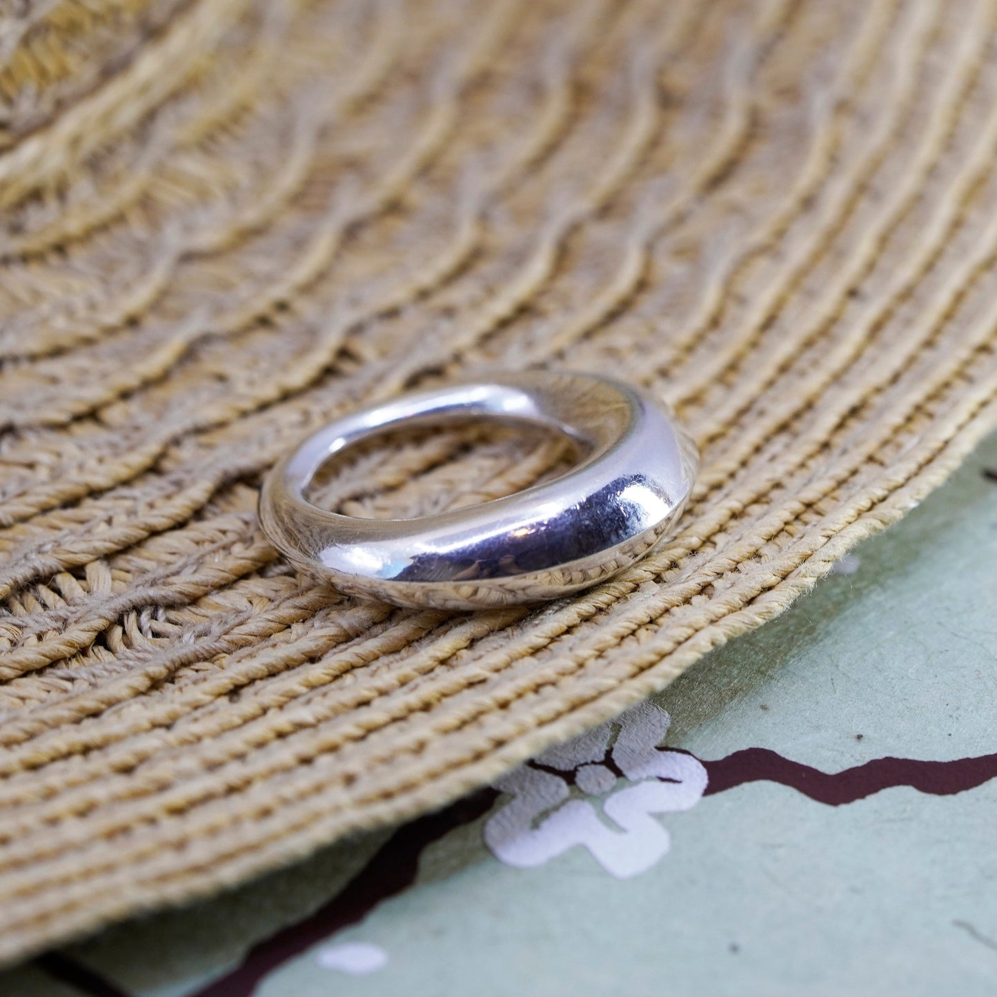 Vintage Sterling silver handmade pendant, 925 high polished circle