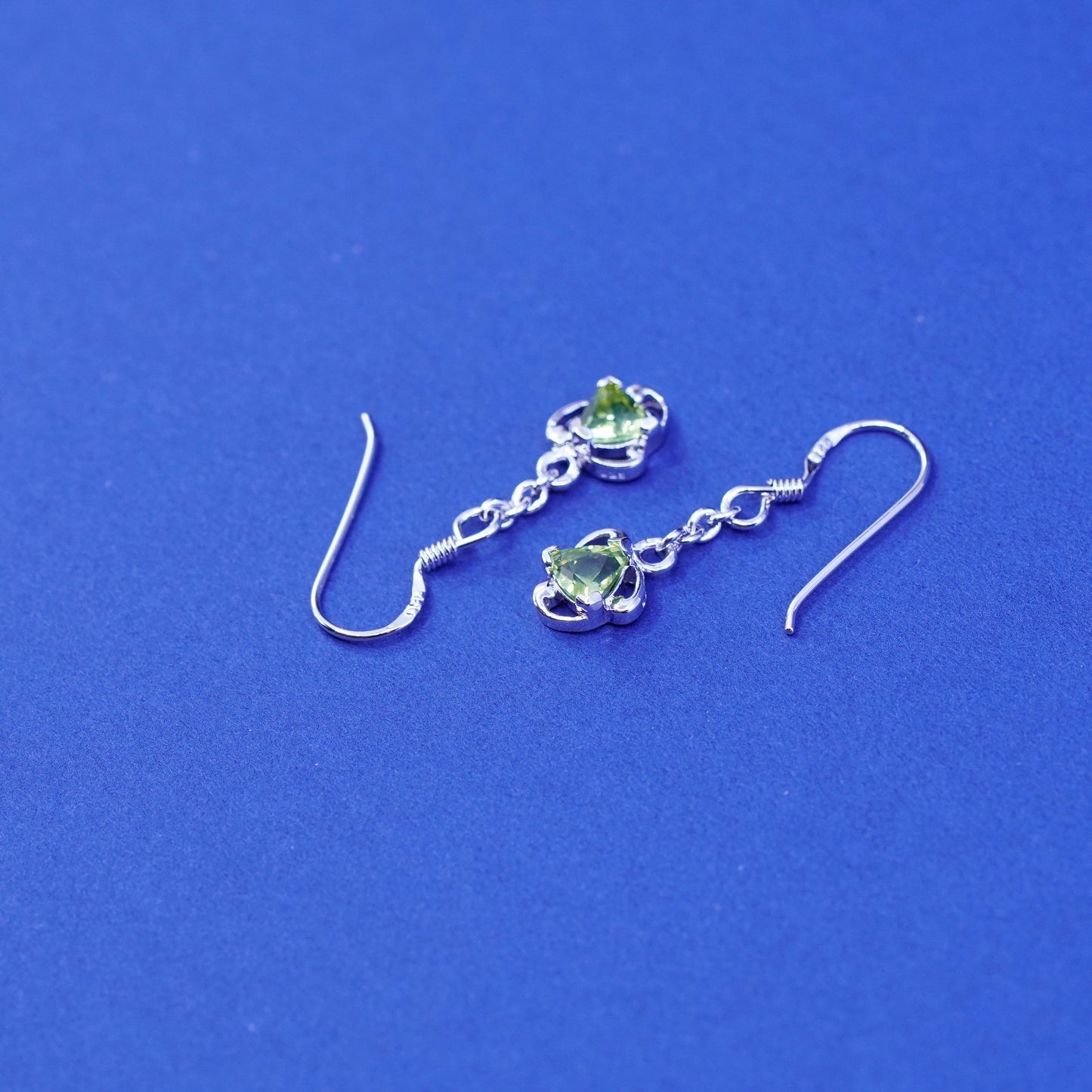 Vintage sterling 925 silver handmade earrings with peridot
