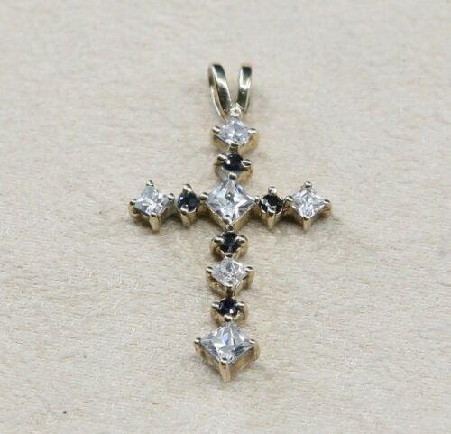 Vintage Sterling Silver Handmade Pendant, 925 silver cross w/ Cz