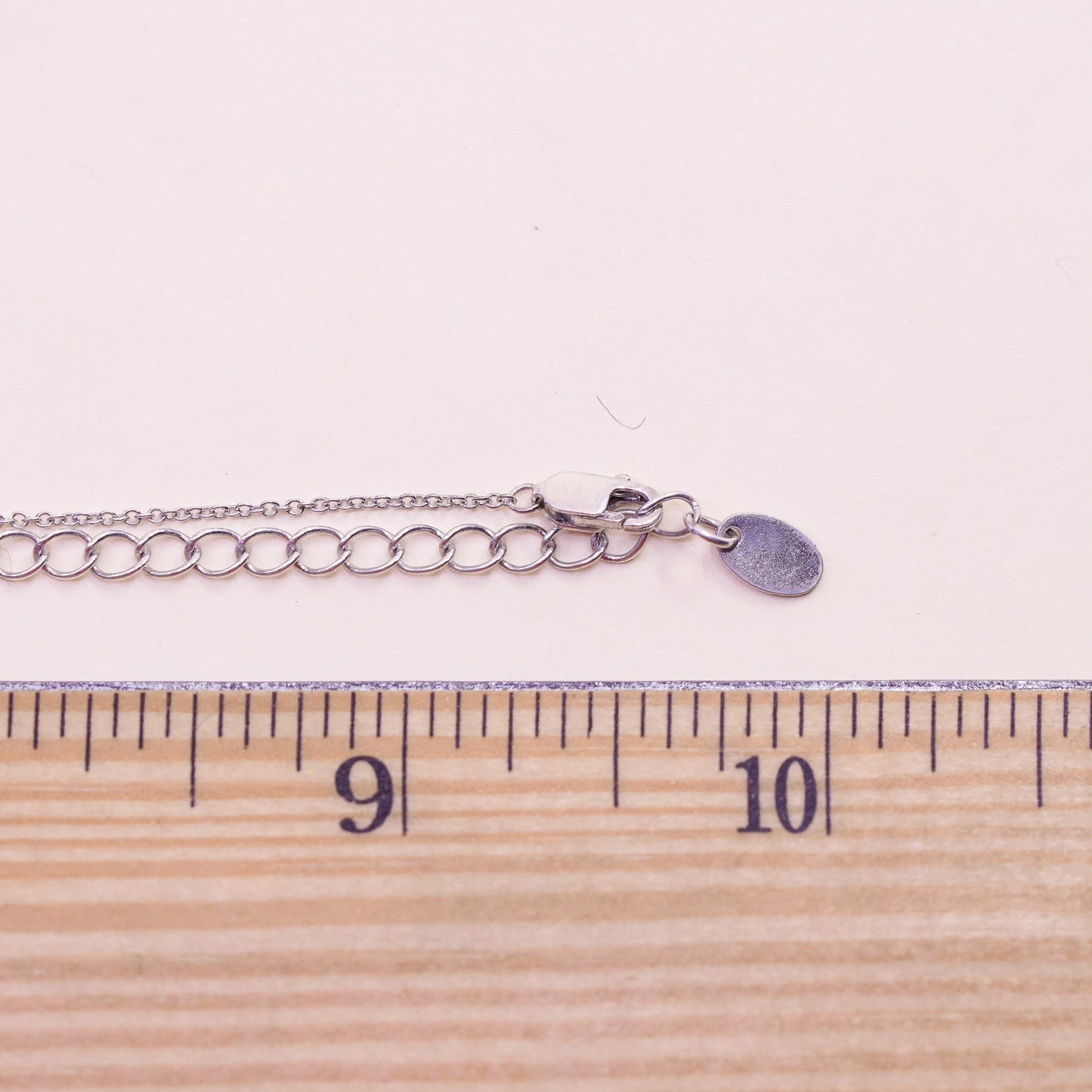 16+2”, Vintage sterling silver circle chain with cz cross pendant, necklace