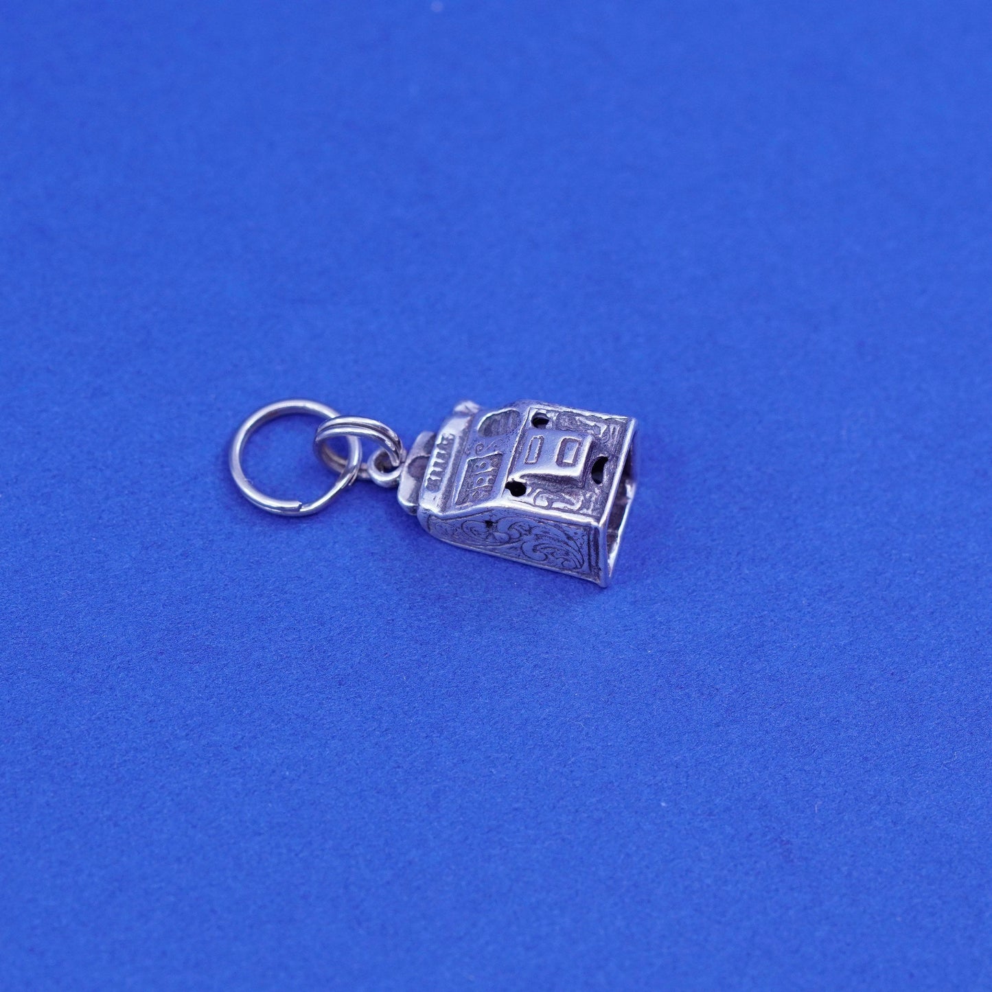 Vintage Sterling silver handmade pendant, 925 slot machine charm, silver tested
