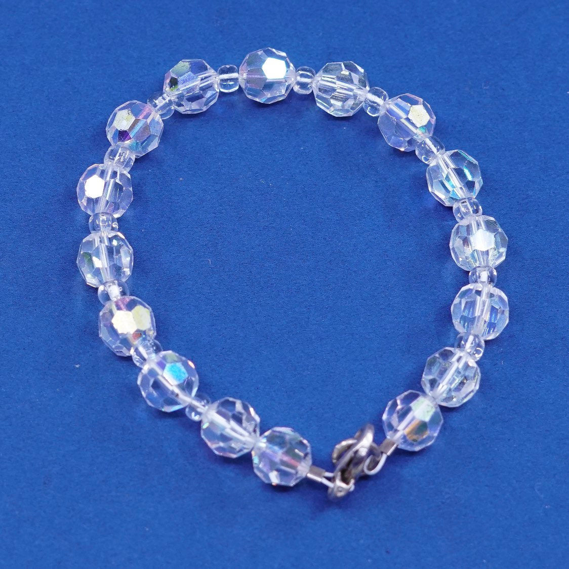 6.5”, sterling silver handmade bracelet, 925 clasp w/ Swarovski crystal beads