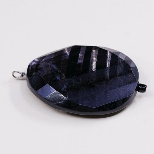Black Checker Cut Stone Pendant