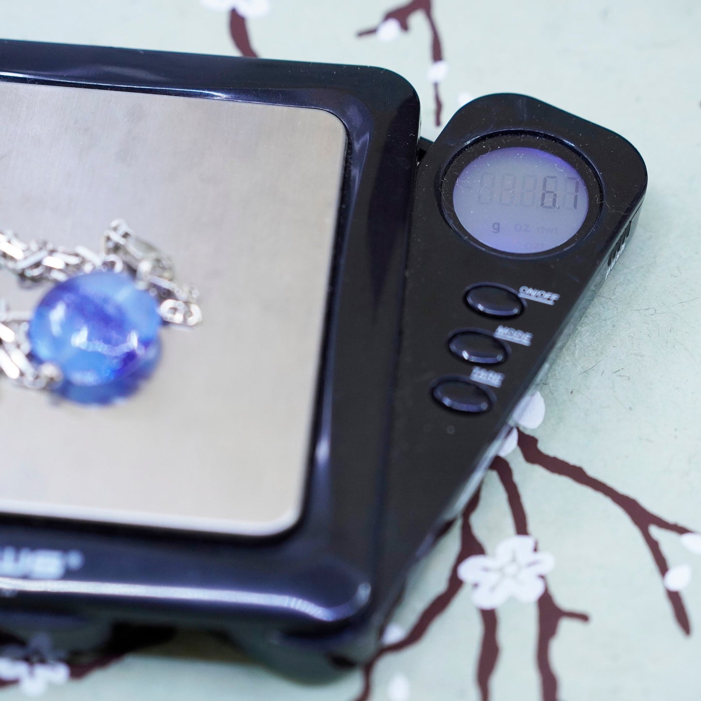 8.5”, sterling 925 silver bracelet, Italy anchor chain blue foiled glass charm