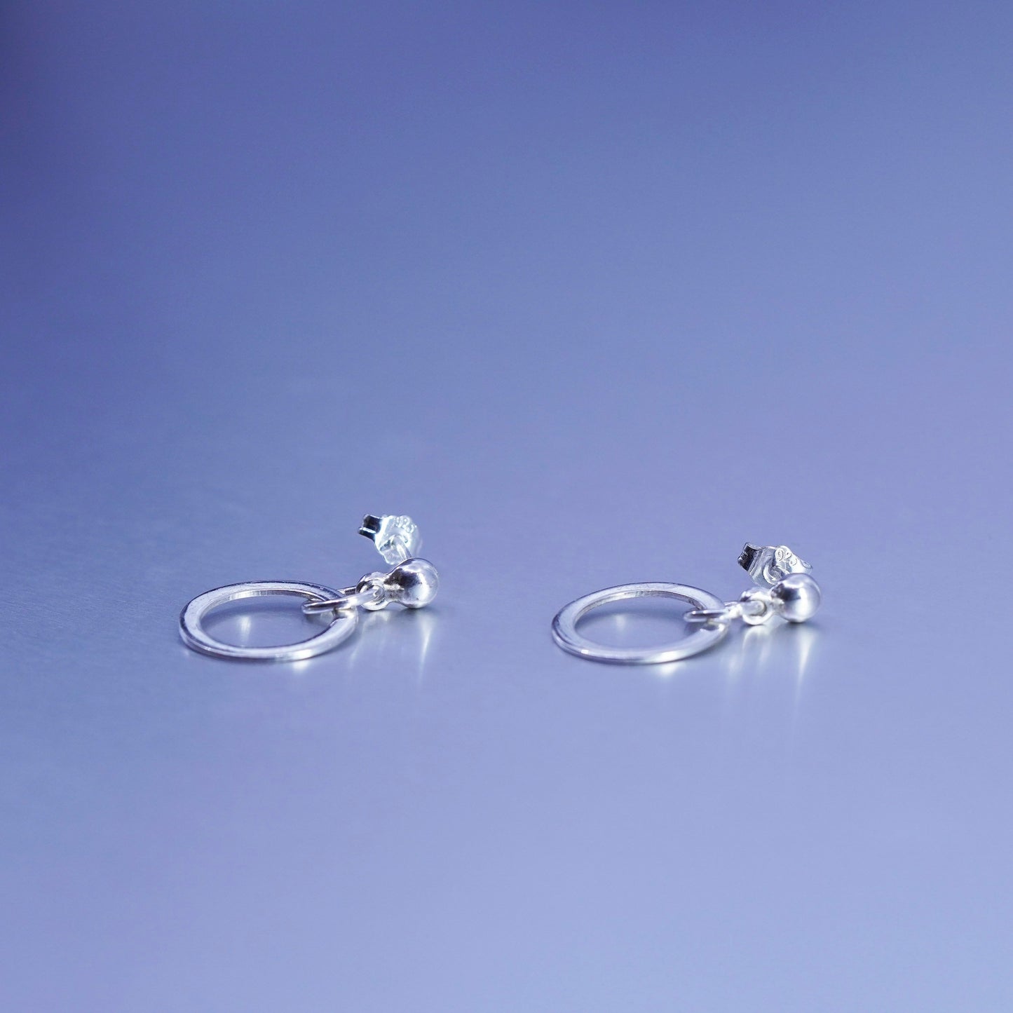 Vintage Sterling 925 silver handmade entwined circle earrings