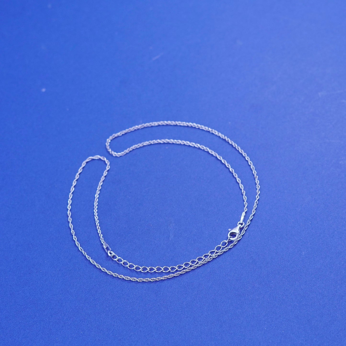 16+2”, 1mm, vintage Sterling silver handmade necklace, 925 rope chain