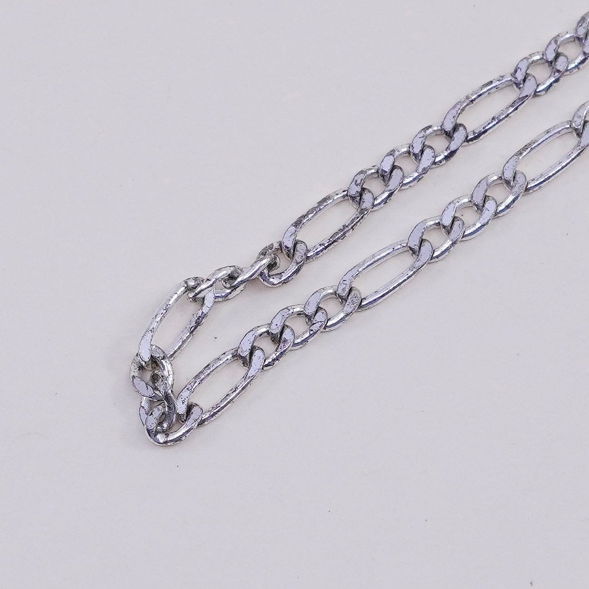 16”, 3mm, Vintage sterling silver figaro chain, 925 men’s necklace