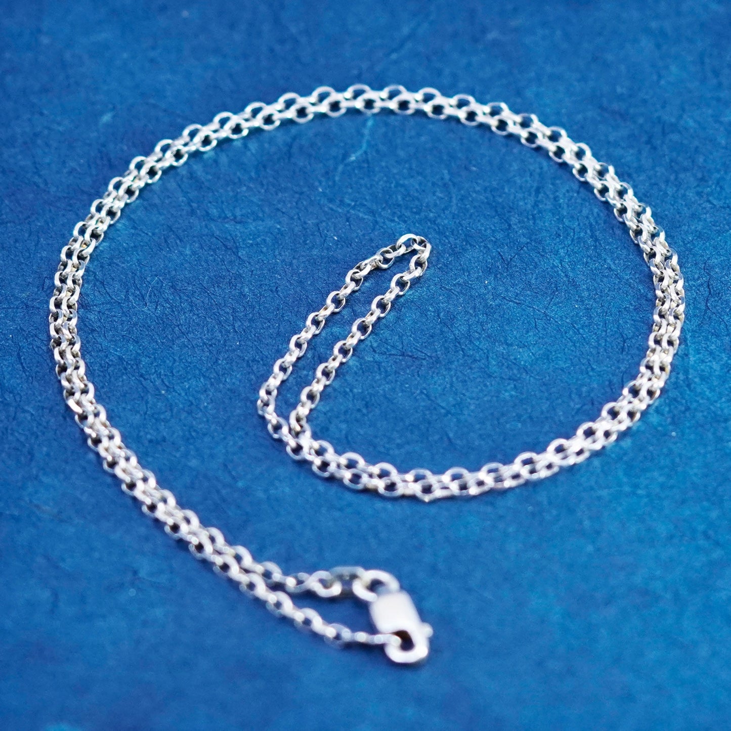 19”, 1mm, vintage Italian Sterling silver handmade necklace, 925 circle chain