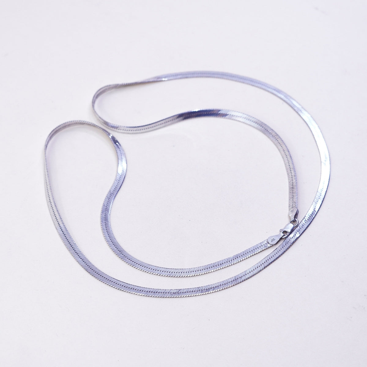 30”, 5mm, Vintage sterling silver necklace, Italy 925 silver herringbone chain