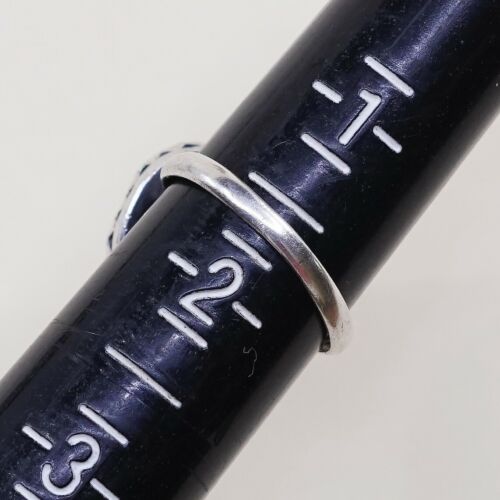 Sz 1.75, Vtg Sterling Silver Handmade Ring w/ Golden druzy quartz, Silver Tesyed