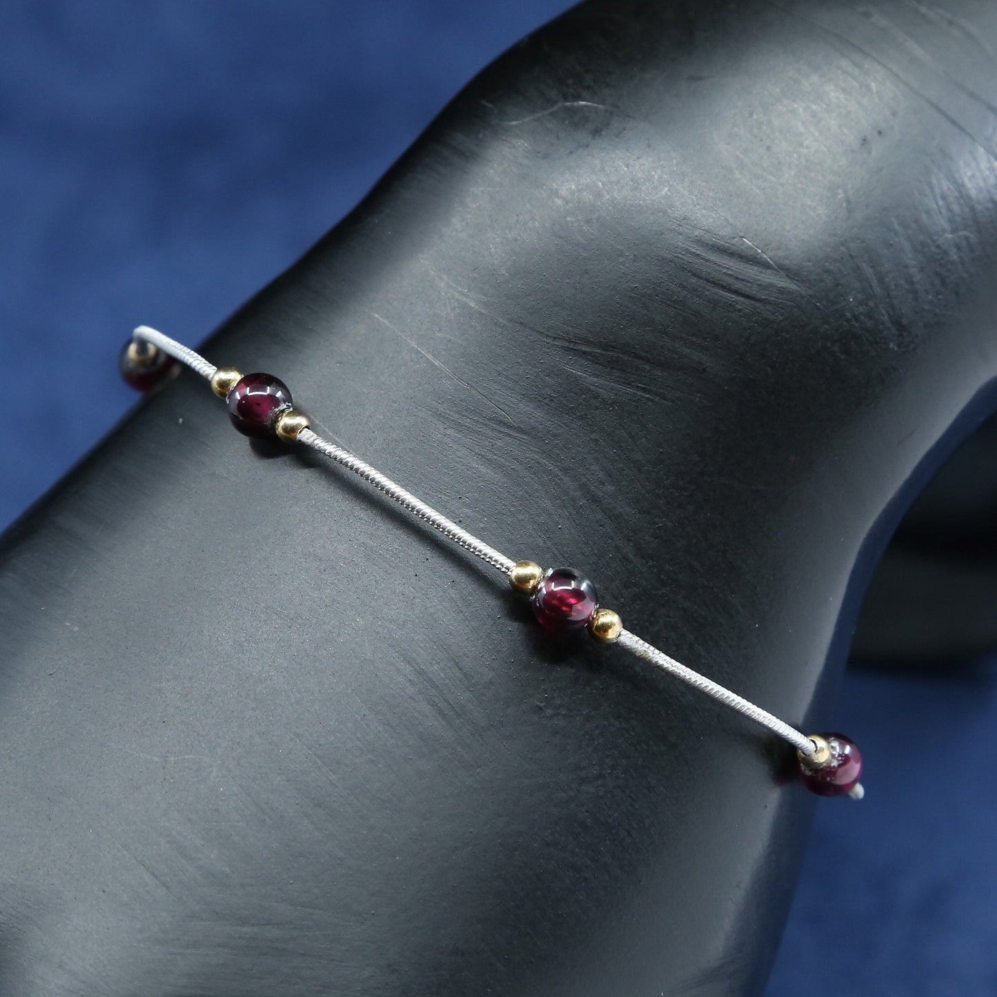 6.5", Sterling silver handmade bracelet, 925 snake chain w/ jasper beads