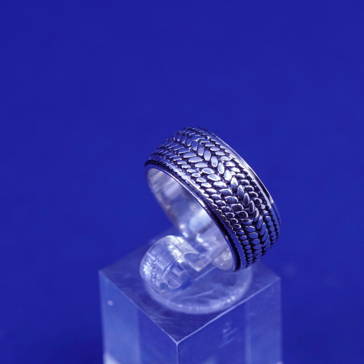 Size 6.5, vtg Sterling silver handmade woven braided textured ring, 925 band