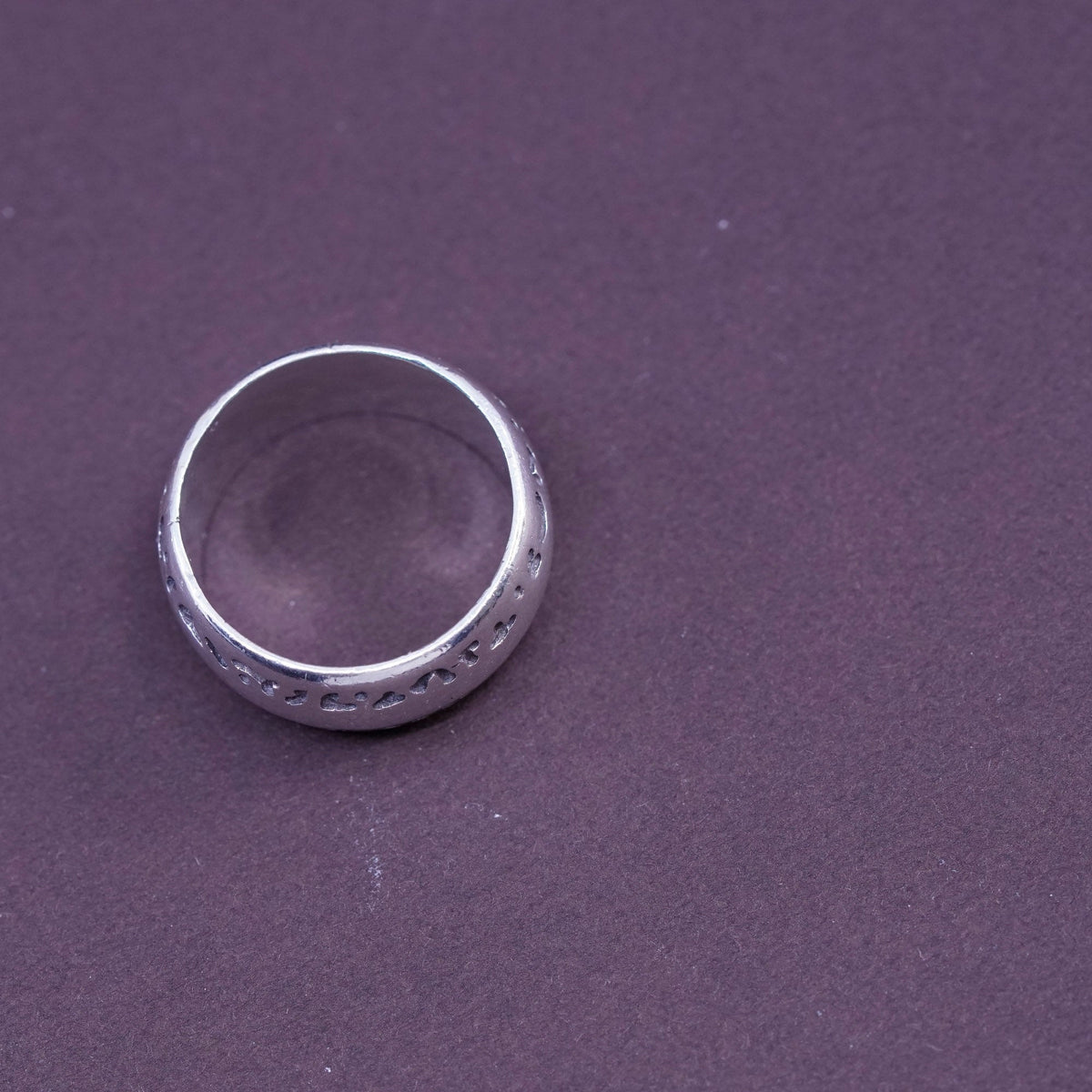 Size 6.5, vintage Sterling 925 silver handmade textured wide band ring