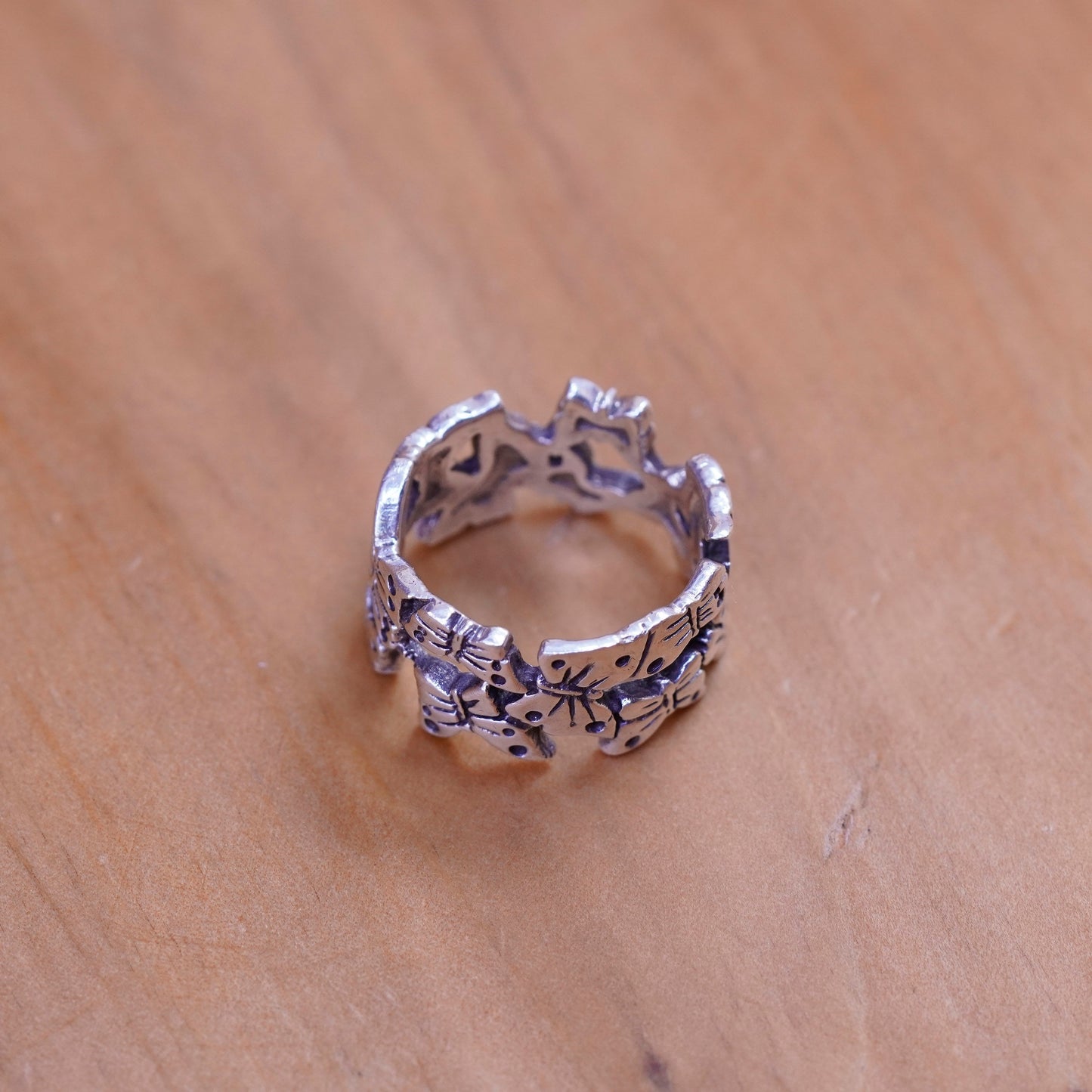 Size 5, Vintage Sterling silver handmade ring, 925 butterfly band