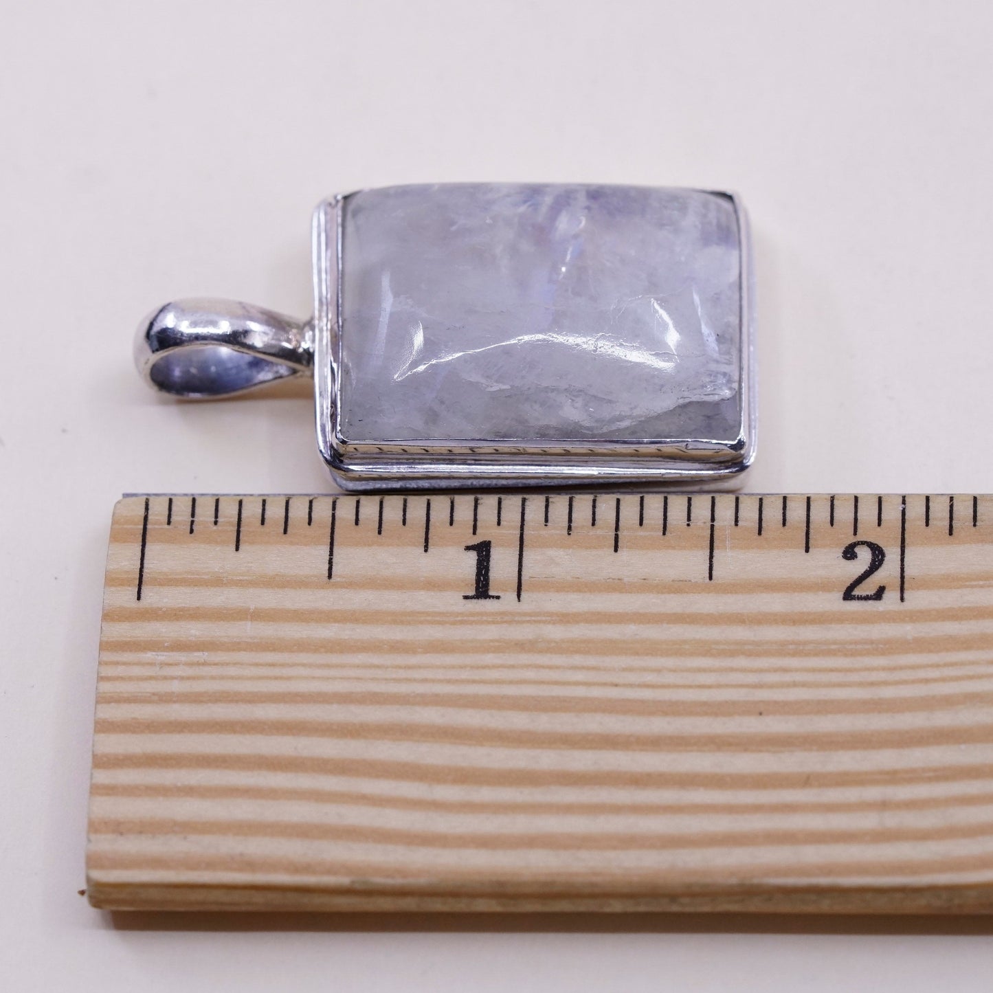 Vintage Sterling silver handmade pendant, Mexican 925 silver with moonstone
