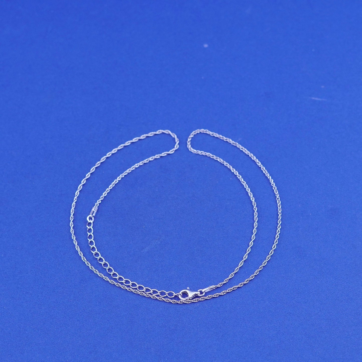 16+2”, 1mm, vintage Sterling silver handmade necklace, 925 rope chain