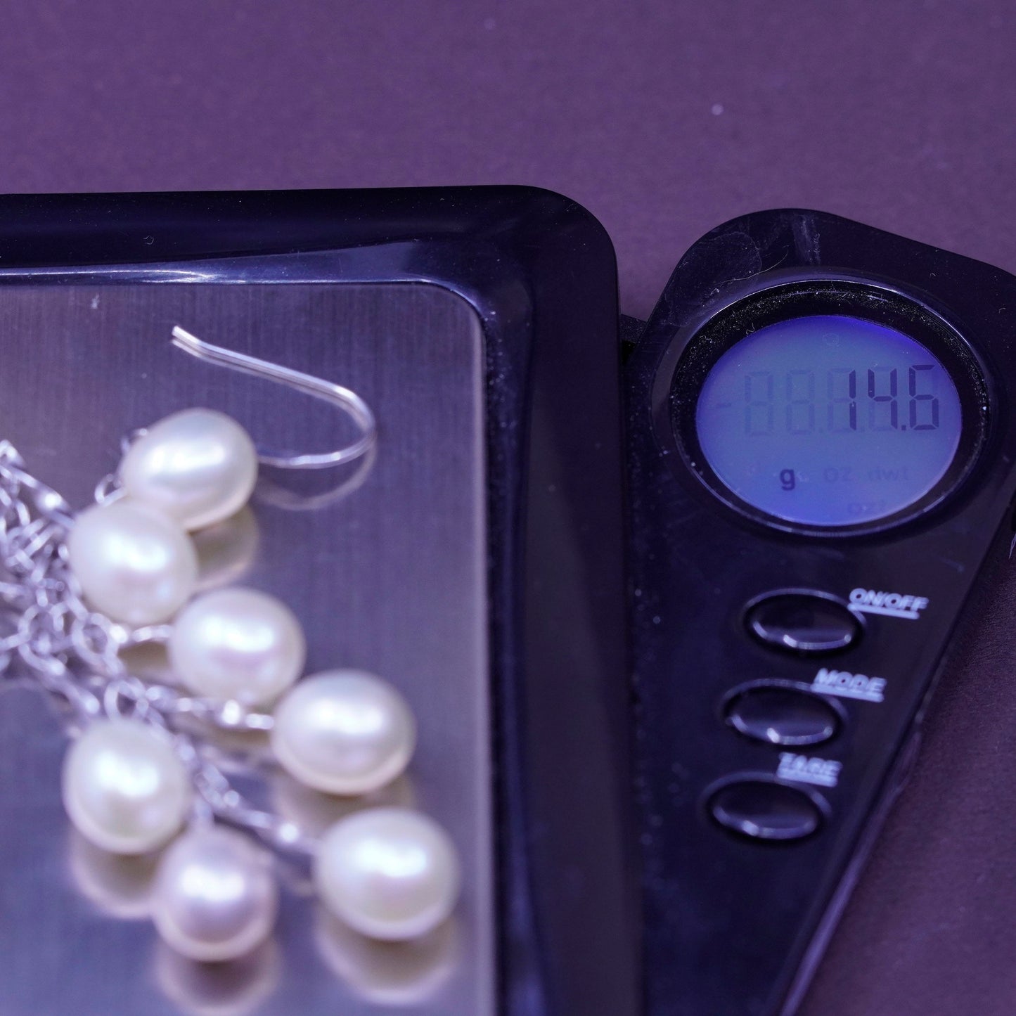 Vintage Sterling 925 silver Handmade earrings with cluster pearl