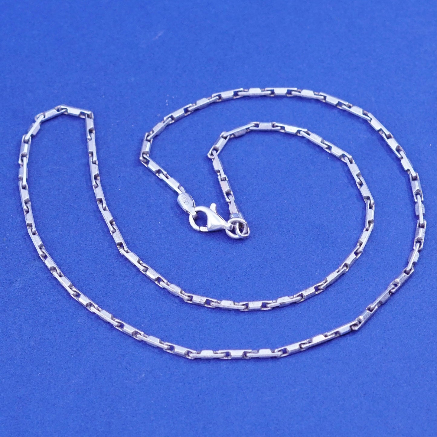 16”, 2mm, vintage Sterling silver handmade necklace, 925 bar chain
