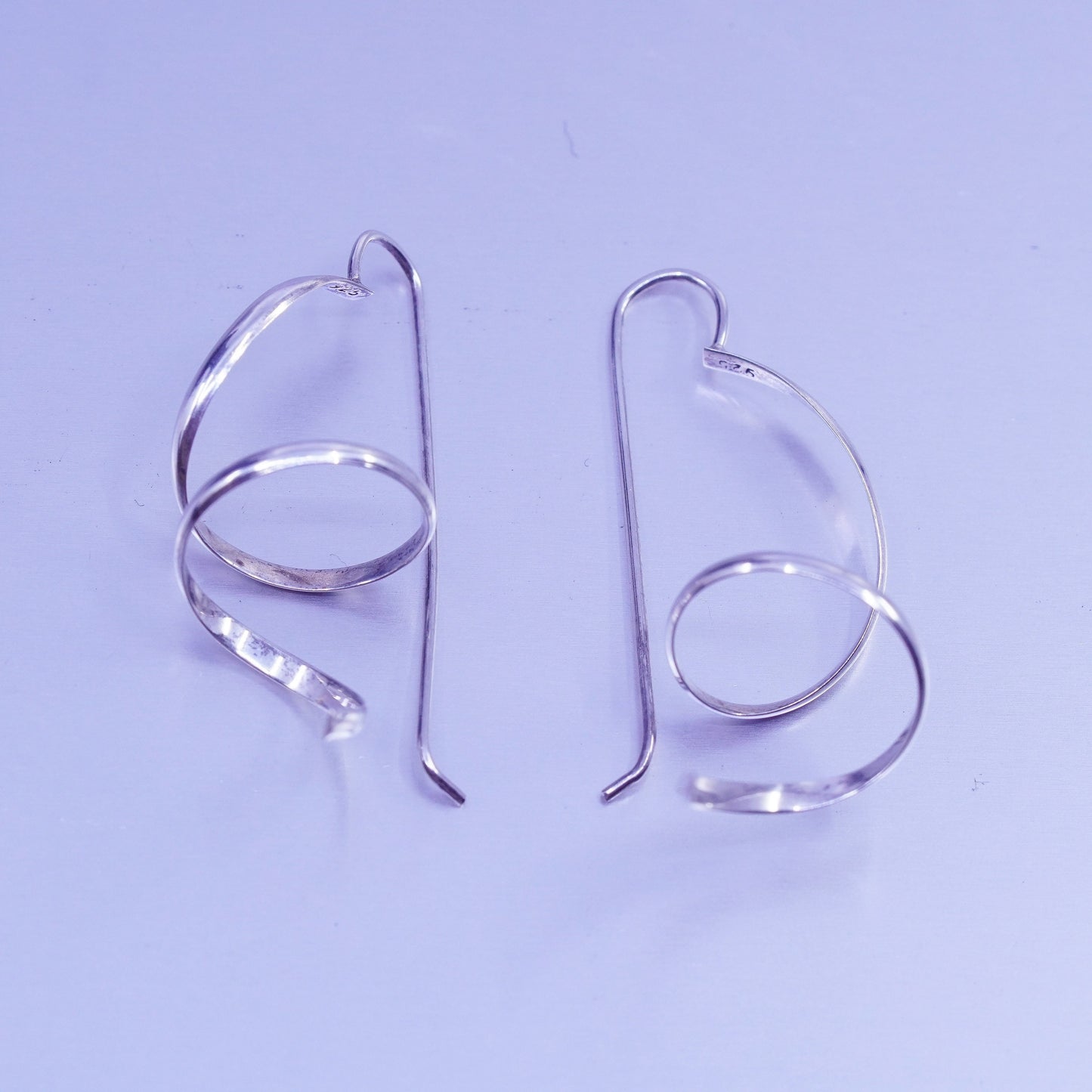 Vintage Sterling 925 silver handmade twisted earrings drops