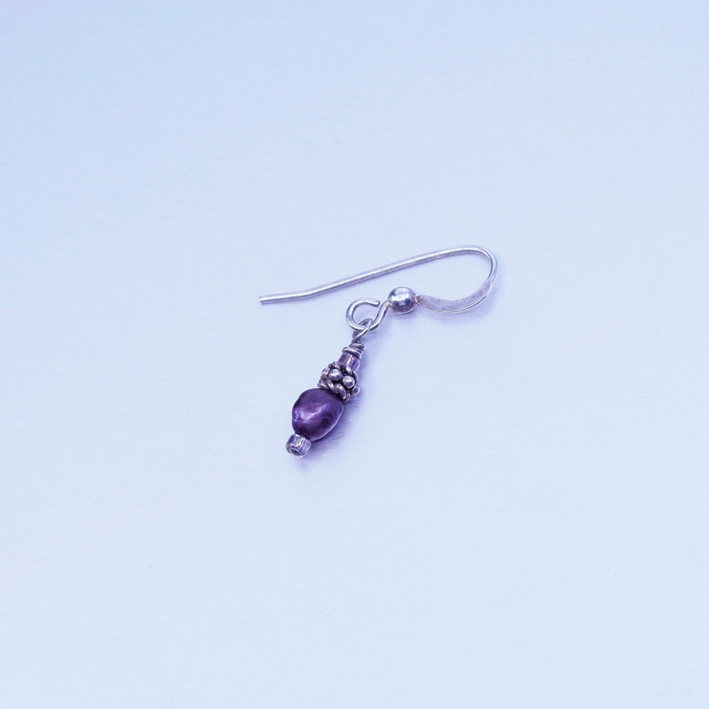 Vintage Sterling 925 silver handmade earrings with black pearl