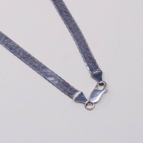 20” 6mm, Vtg 925 Sterling Silver Herringbone chain necklace, Stamped 925