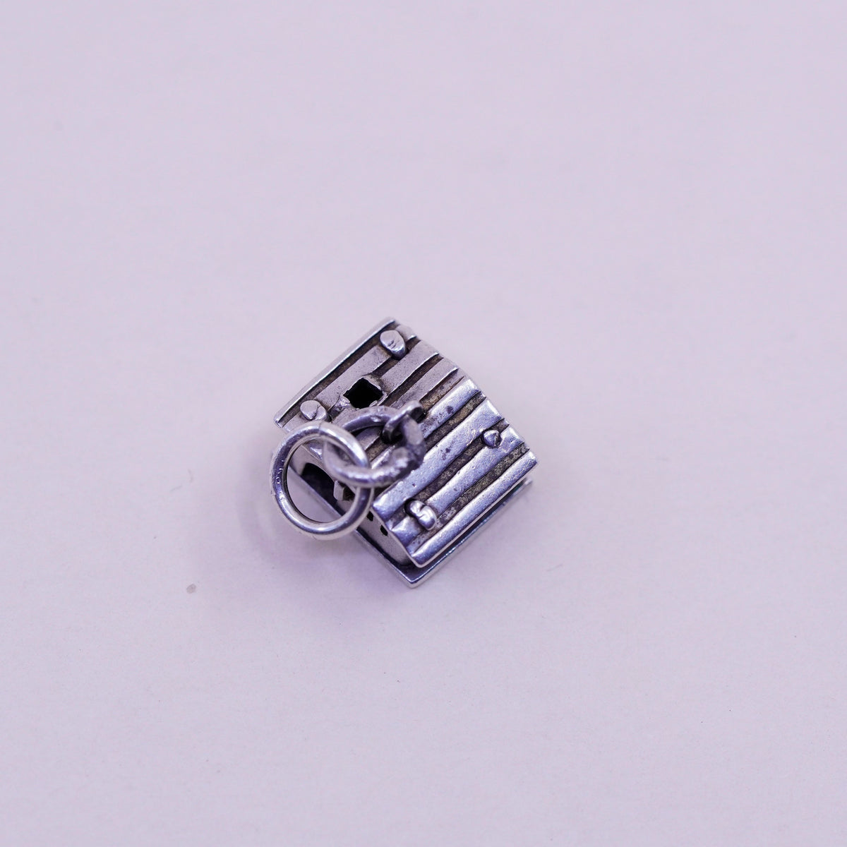 Vintage sterling silver handmade house pendant, 925 charm
