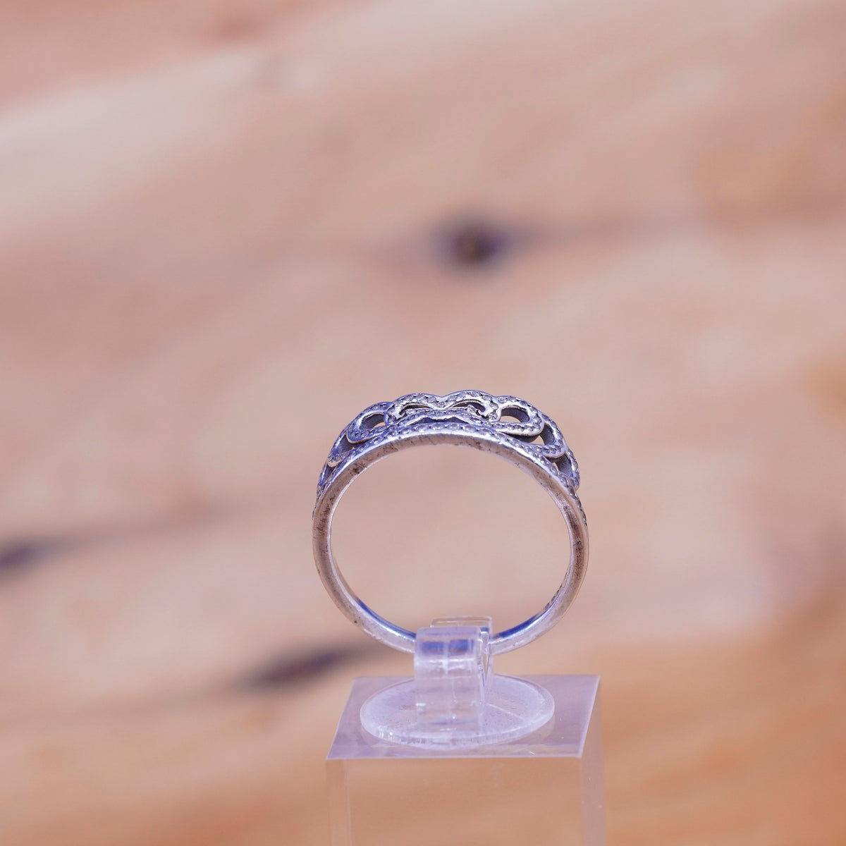 sz 8.5, Vintage ALE Pandora sterling silver engagement ring, crystal heart 925