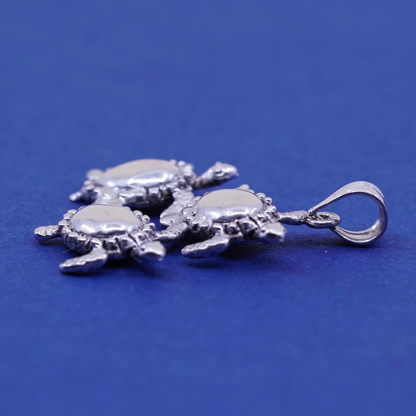 Vintage GD Sterling silver handmade pendant, 925 sea turtles