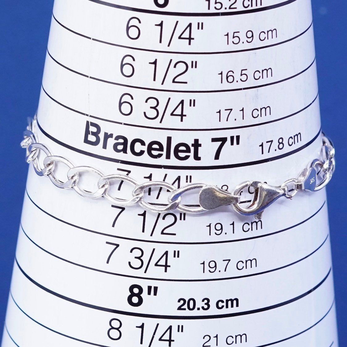 7.25" 6mm, Sterling silver handmade bracelet 925 bold curb chain men's bracelet