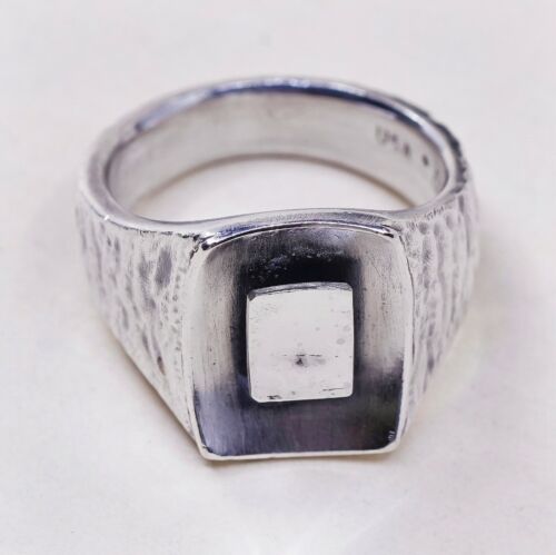 Sz 9, USA Ai Sterling Silver handmade Ring. 925 modernist, Statement Square Ring