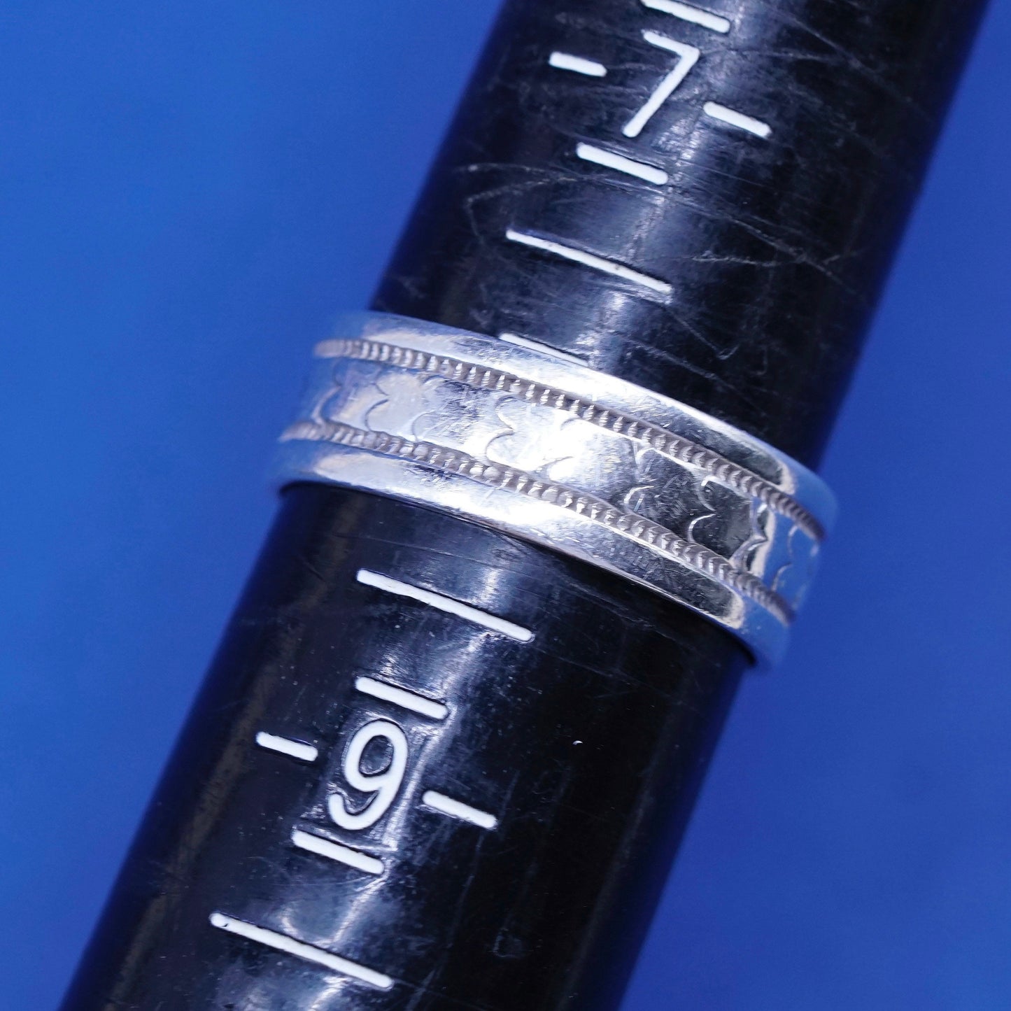 sz 8, vtg Sterling silver handmade ring, southwestern 925 textured band