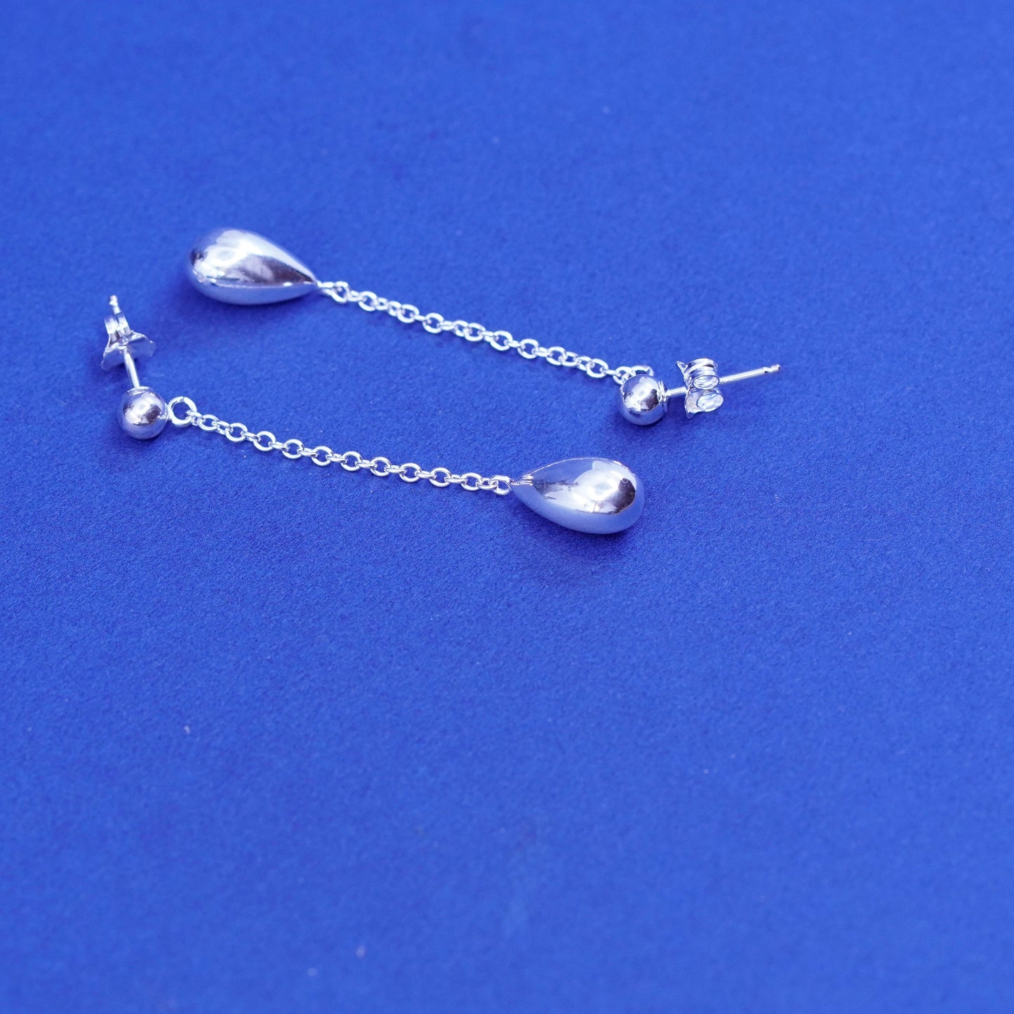 Vintage Sterling silver Handmade earrings, 925 teardrop Dangles