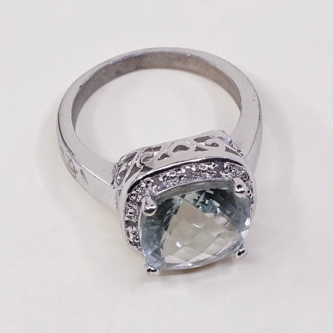 sz 8.25 sterling 925 silver handmade ring prehnite grapestone n genuine diamond