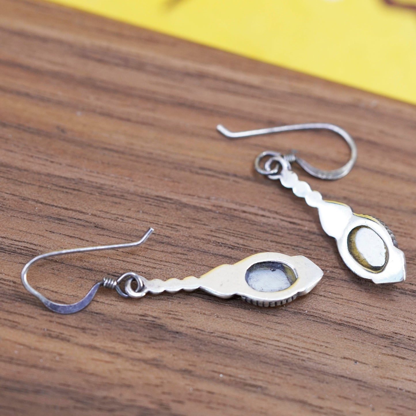 Vintage 925 Sterling silver handmade earrings with mother of pearl and beads