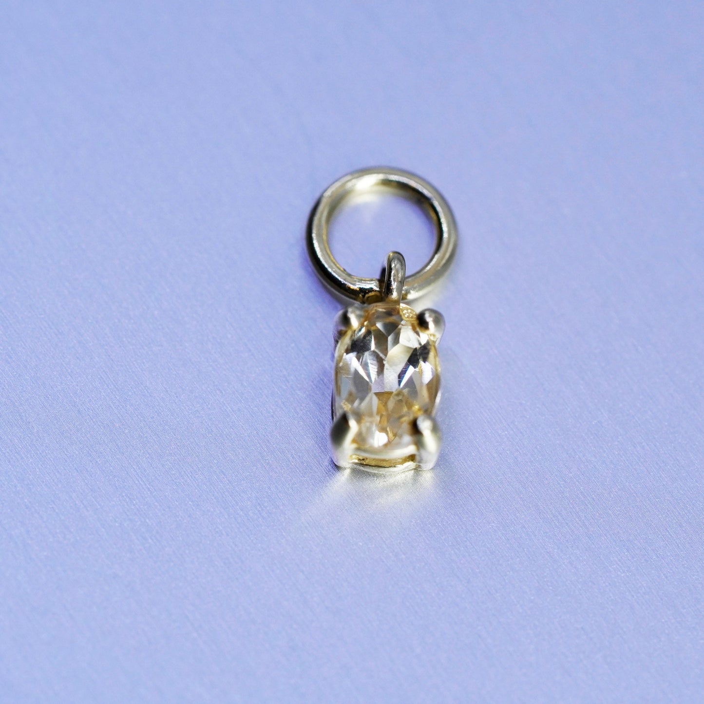 antique vermeil gold over sterling 925 silver handmade charm pendant citrine