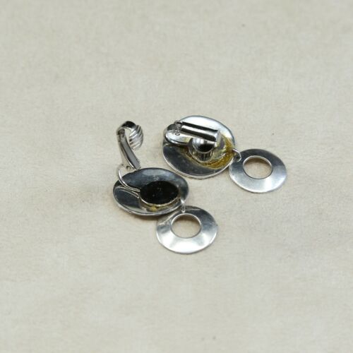 VINTAGE Taxco Sterling Silver .925 CLIP ON EARRINGS, hammered disk circle
