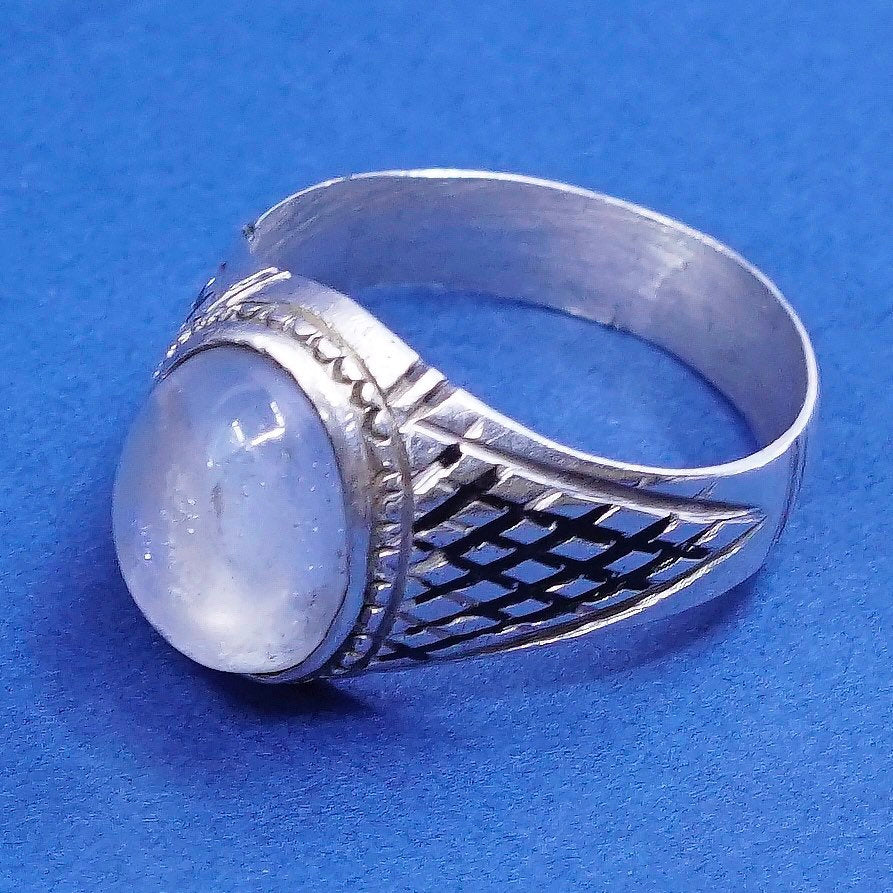Size 11, vtg Sterling silver handmade ring, 925 band w/ glass