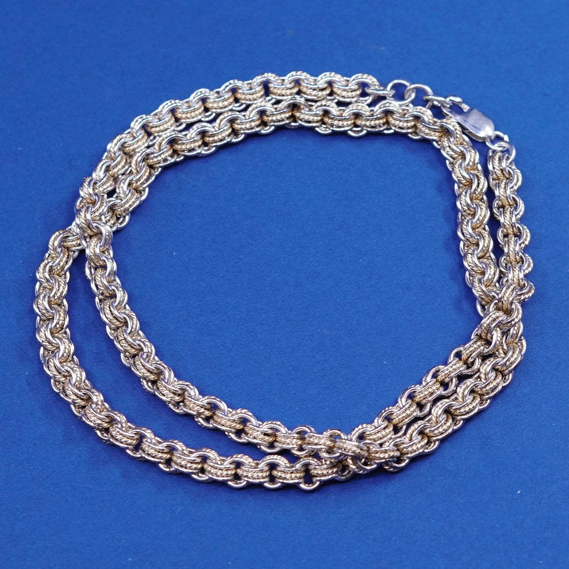 20”, 5mm, Sterling silver handmade necklace, two Tone 925 circle chain