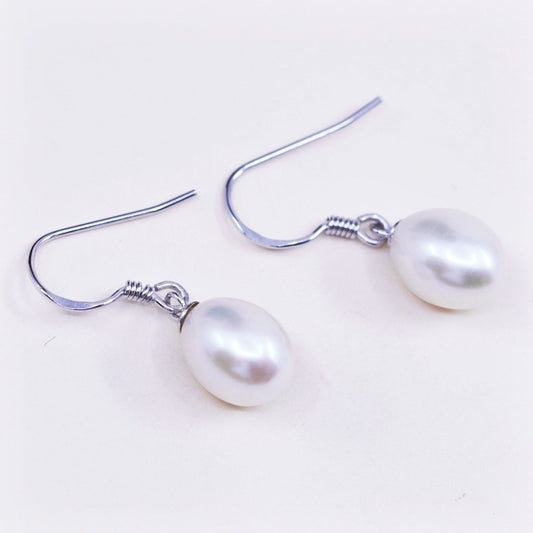 Vintage Sterling 925 silver handmade earrings with pearl drops