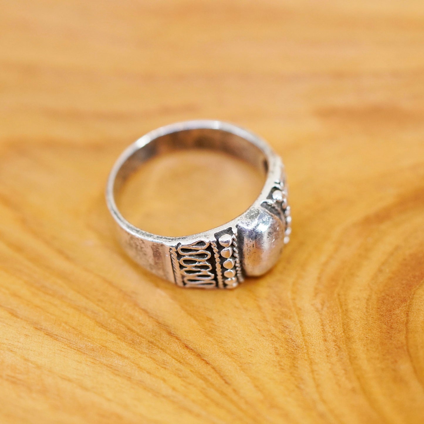 Size 9.5, vintage Sterling silver handmade ring, 925 band with beads