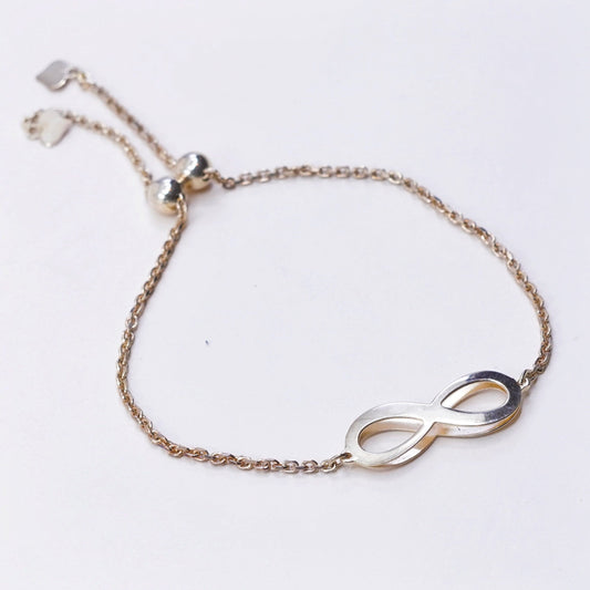 Adjustable”, vtg vermeil gold sterling 925 silver circle chain bracelet charm