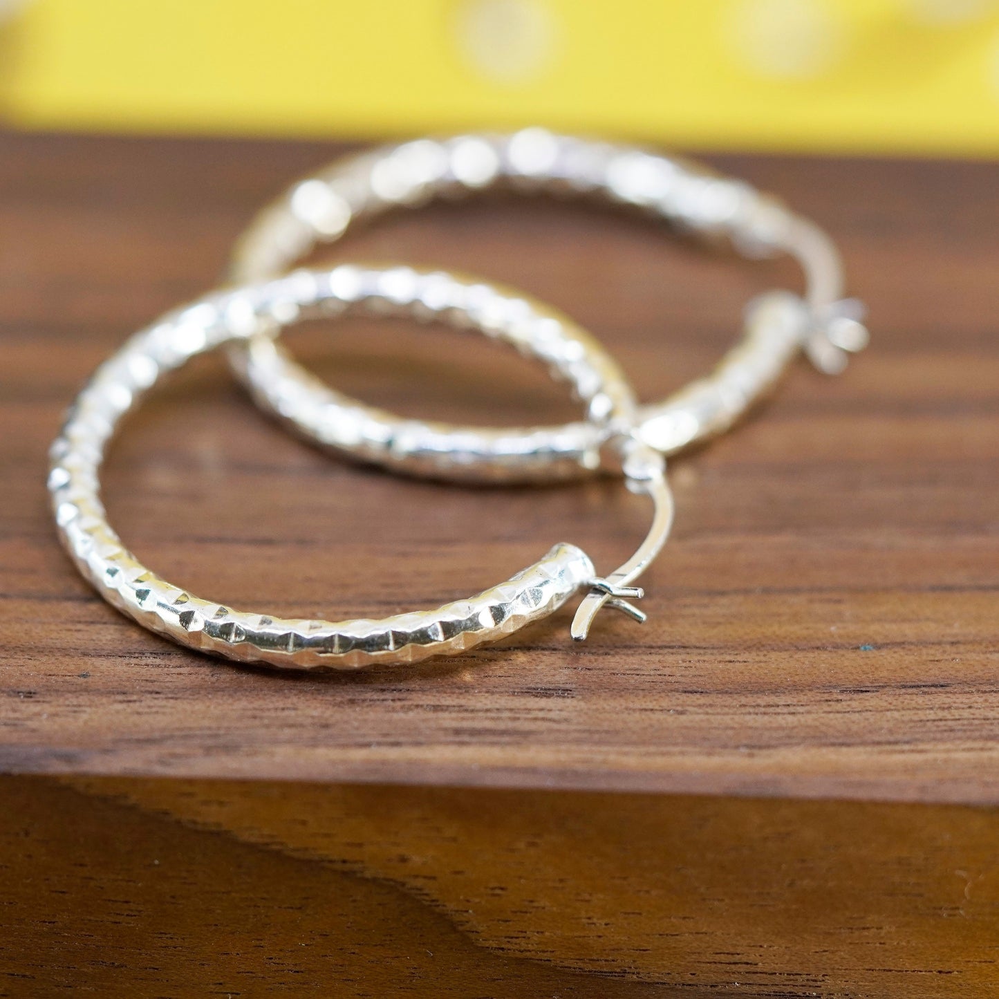 1.25”, vermeil gold over Sterling silver hoops, textured 925 huggie earrings