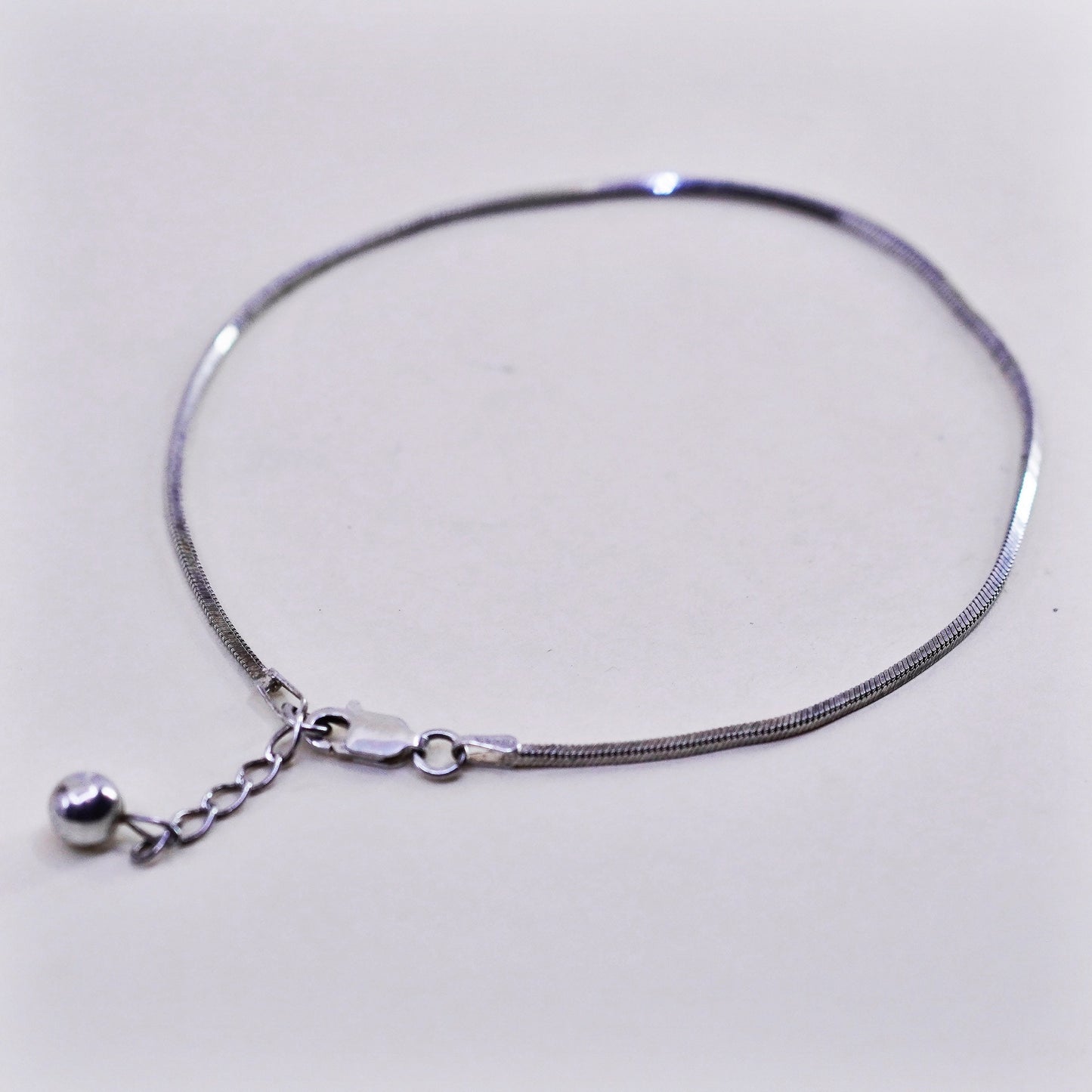 9+1”, Vintage Italian sterling silver bracelet, 925 snake anklet